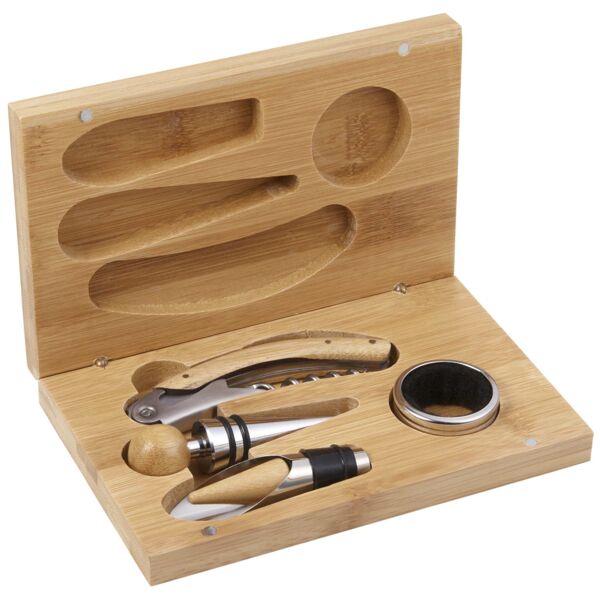 4 Piece Bamboo Wine Gift Set Thumbnail